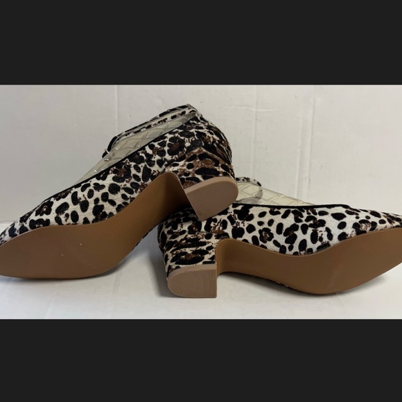 Anthropologie Pilcro Letterpress Calf Hair Leopard Print Ankle Heels Strappy 8M - Picture 13 of 14